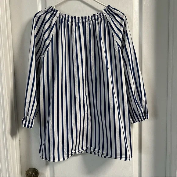 Sara Campbell Blue and White Striped Blouse - Picture 5 of 7